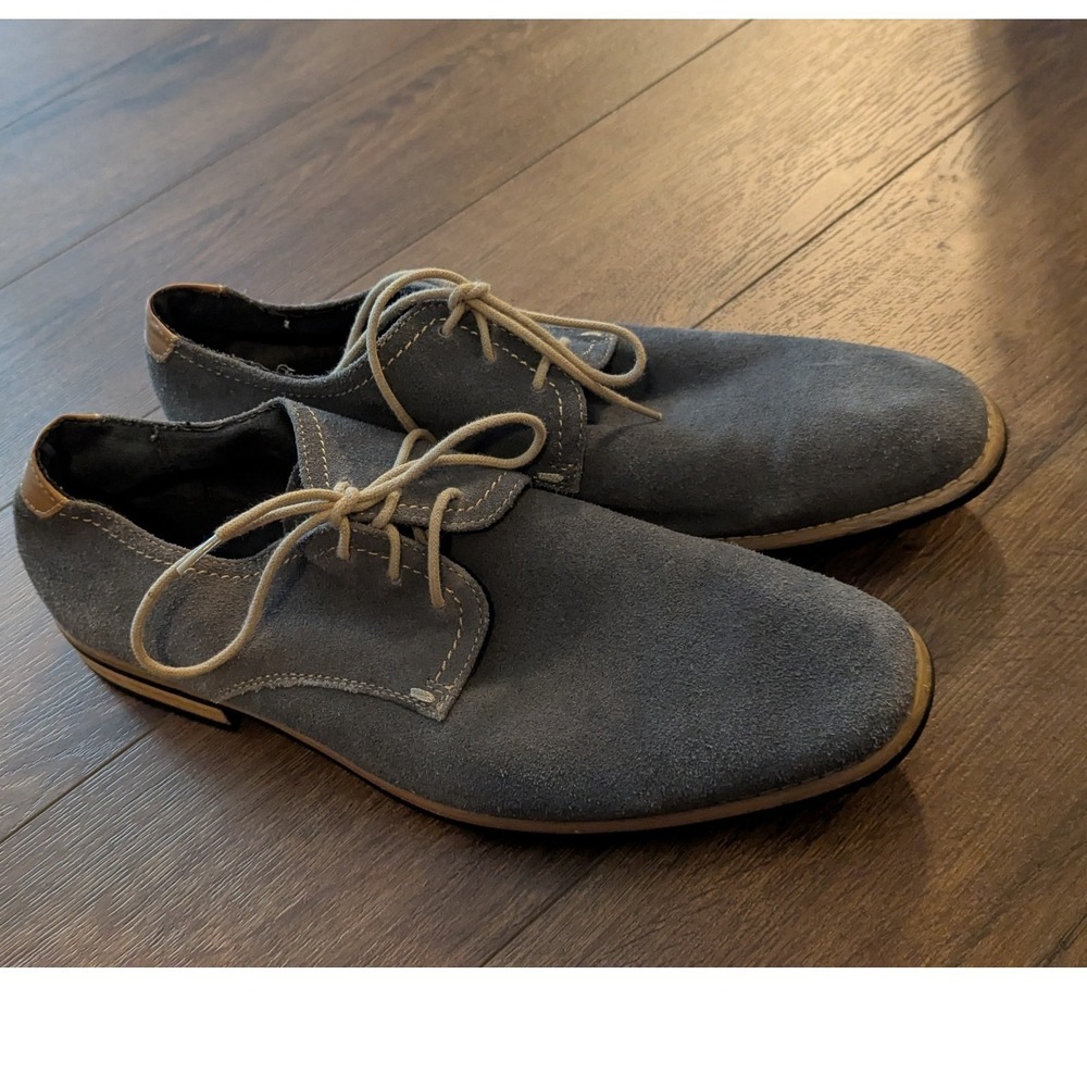 Steve‎ Madden Mens P-Elvin Grey Suede Leather Derby Oxford Shoes Size 8.5